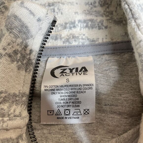 Zyia Active Sweatshirt Women SIZE Small Ivory Gray Long Sleeve Full Zip Collared - Picture 3 of 8